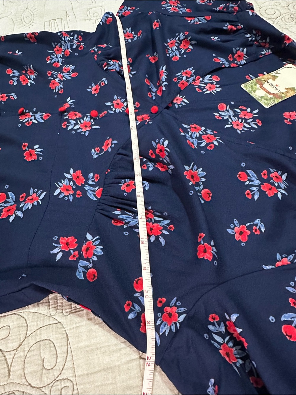 Joe Browns Blue Floral Tea Dress Puff Sleeve Midi Cottagecore NWT Size 14 - Picture 11 of 15
